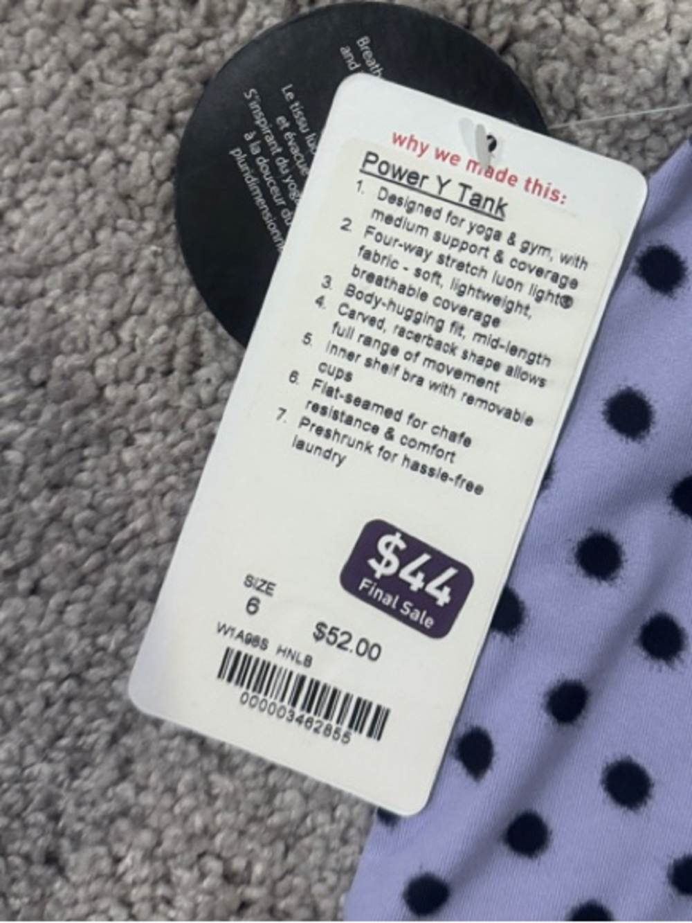 lululemon athletica Lavender Polka Dot Tank Top - Picture 3 of 6